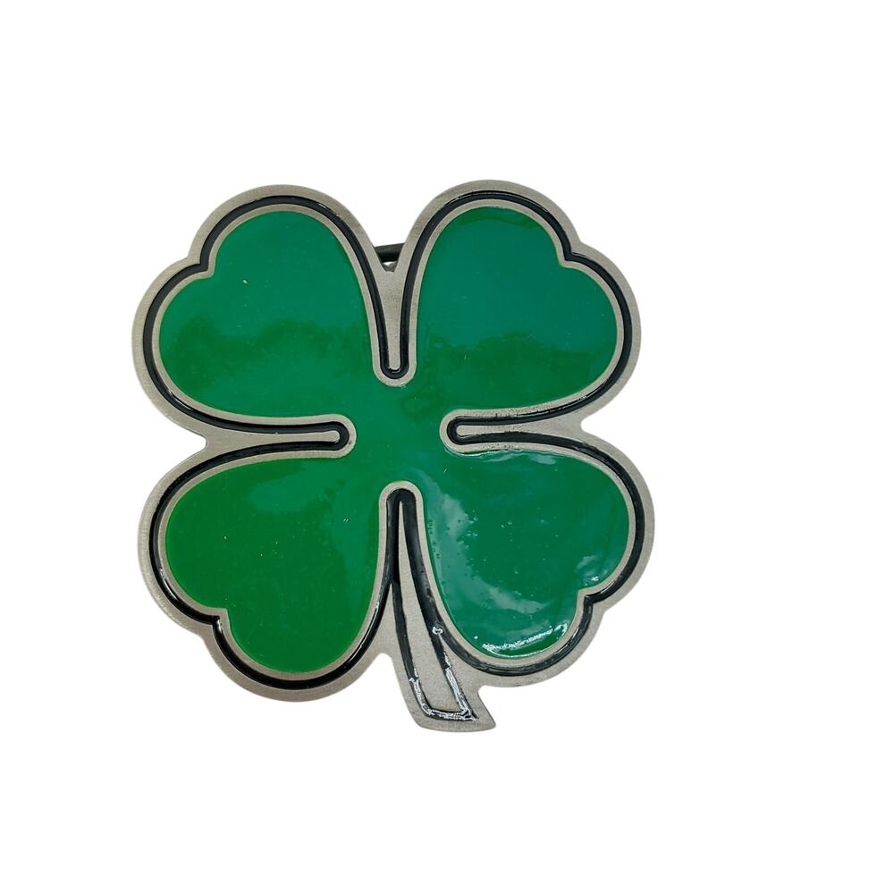 Green Enamel Lucky Clover St Patricks Fine Pewter Belt Buckle
